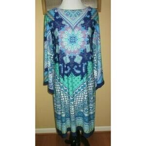 Sandra Darren Knit Dress Navy Print Slipon Women's 10